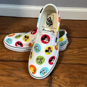 Disney Parks 50th Mickey & Friends Vans Off The Wall Slip Shoes M 7W 8.5 RARE